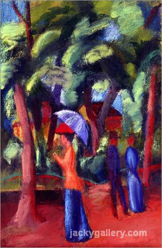 Spaziergang im Park., August Macke painting - Click Image to Close
